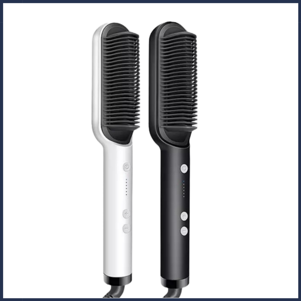 Hair Straightening Brush for Women - Electric Ceramic Comb with LCD Screen & Temperature Control