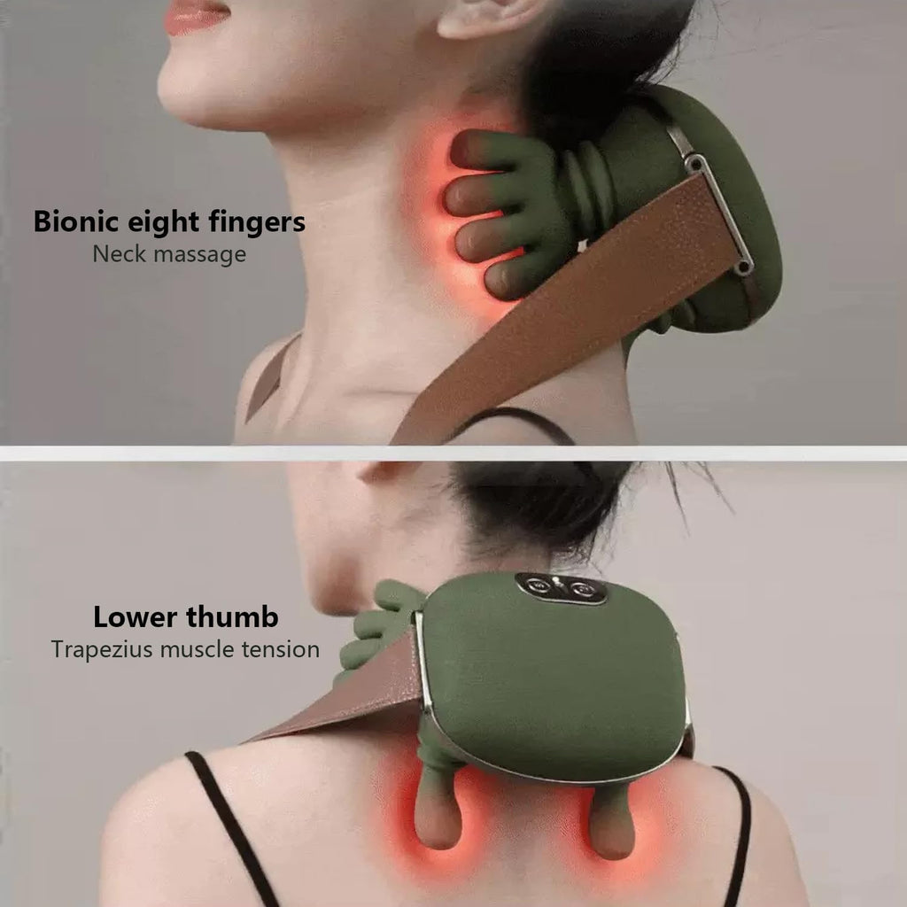 Rechargeable Electric Neck & Shoulder Massager with Heat | Human Hand Grip Massage
