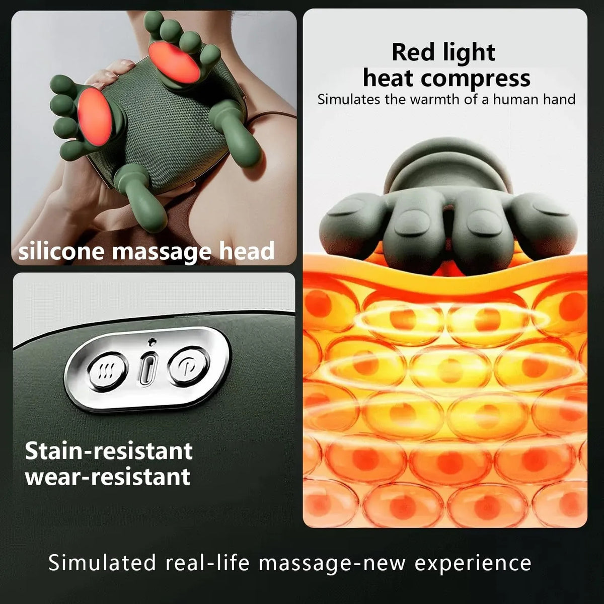 Rechargeable Electric Neck & Shoulder Massager with Heat | Human Hand Grip Massage