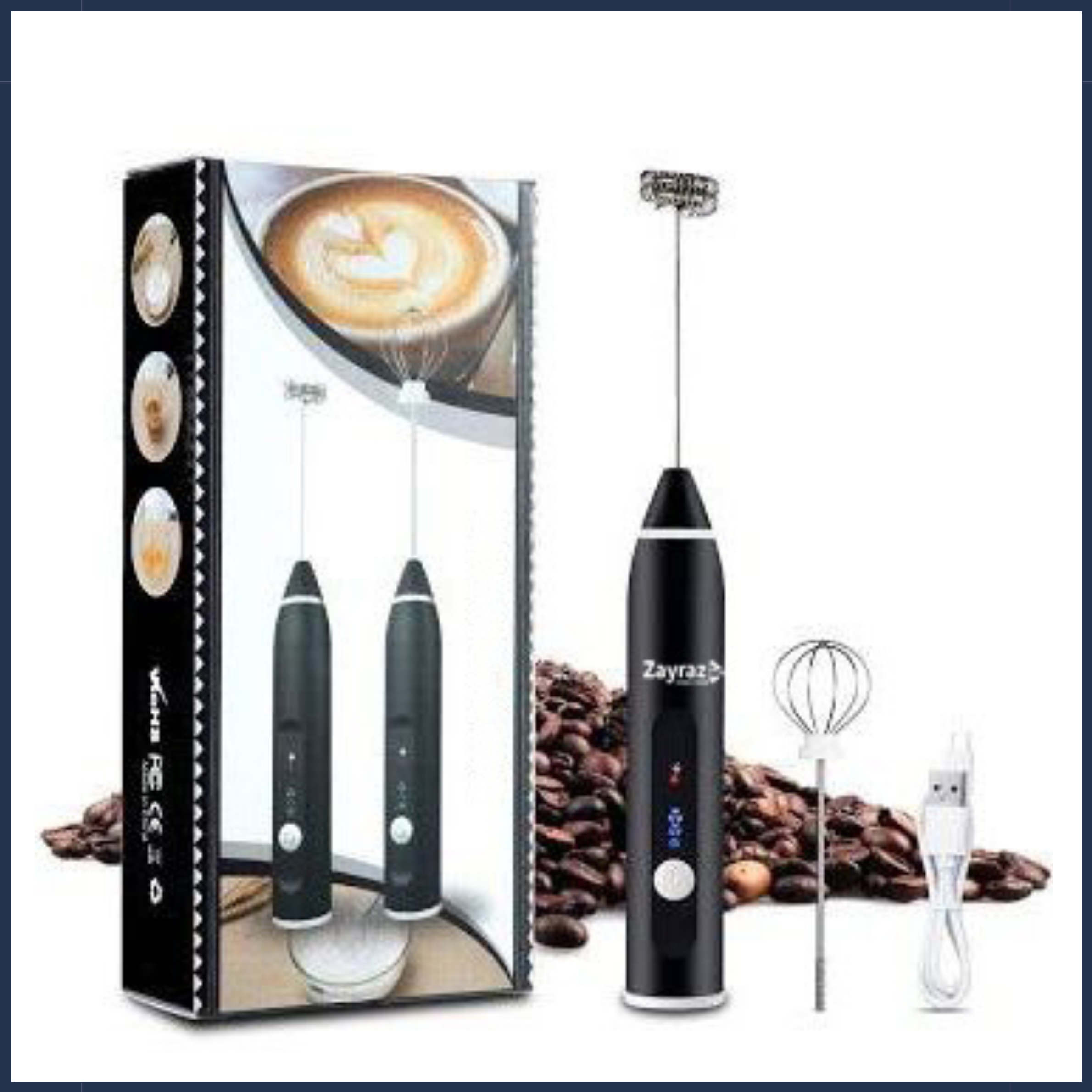 Coffee beater - 2 in 1 high quality electric coffee beater and grinder rechargeable