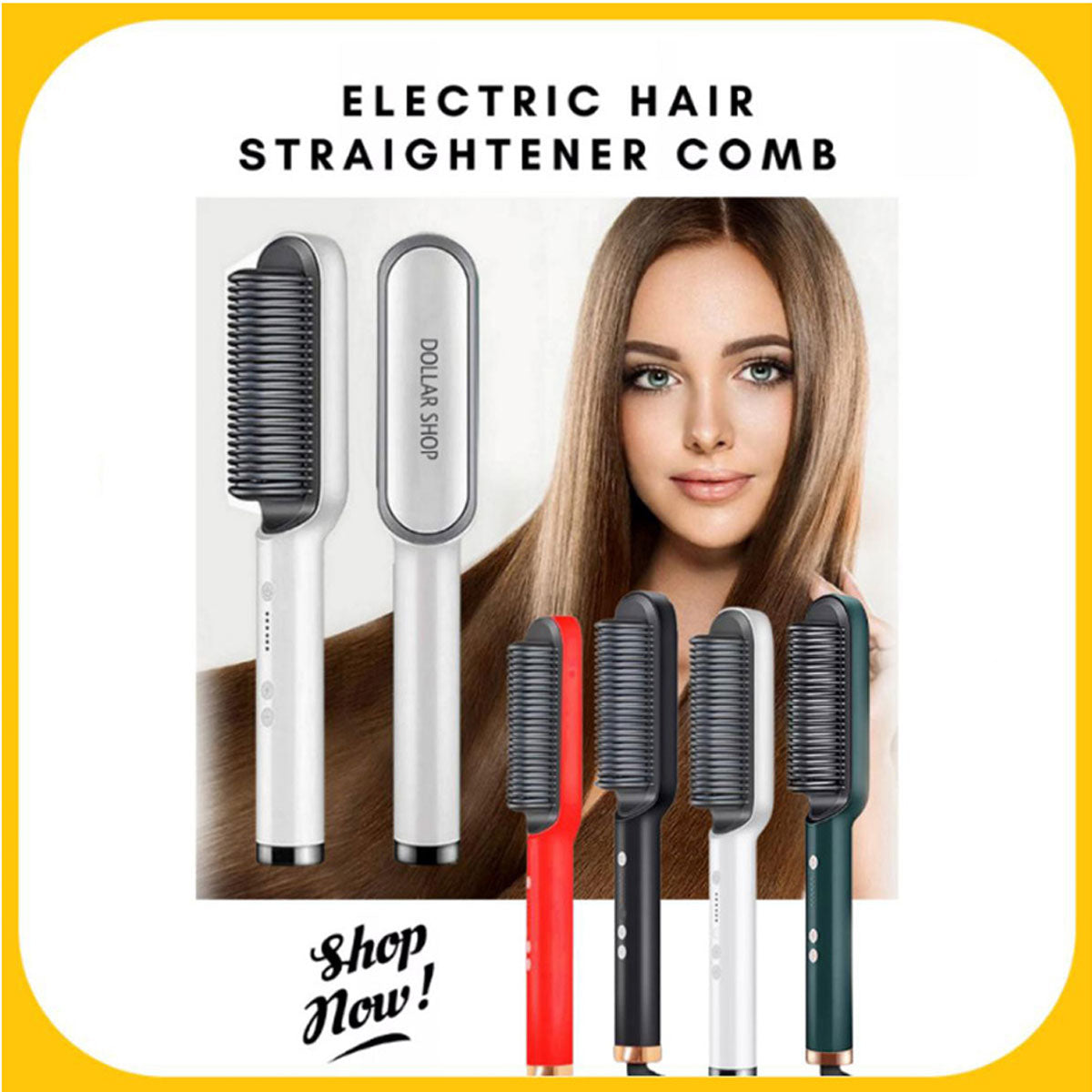 Hair Straightening Brush for Women - Electric Ceramic Comb with LCD Screen & Temperature Control